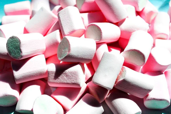 Svazek Růžových Bílých Marshmallows Pozadí Textura — Stock fotografie