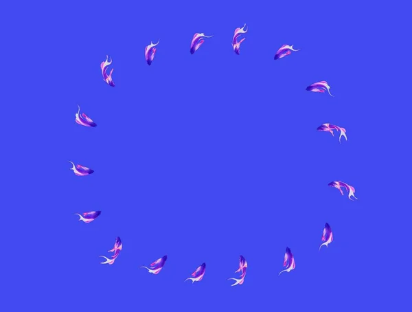 Circle Out Beautifully Curved Small Fishes Blue Background Blur Space — Stock Photo, Image