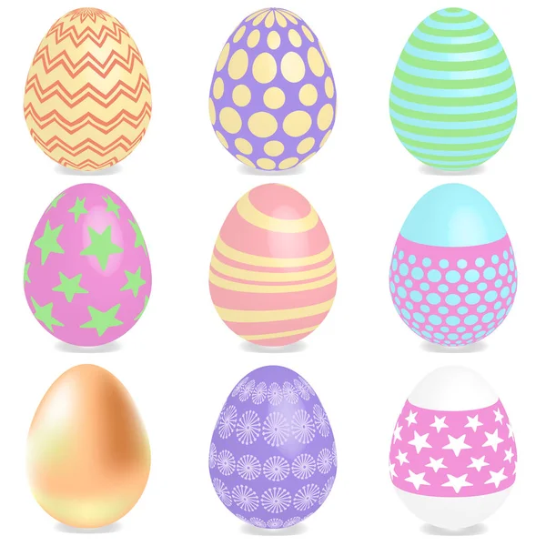 Set Ostereier Vorhanden Vektor Illustration Von Isolierten Eiern Auf Weißem — Stockvektor