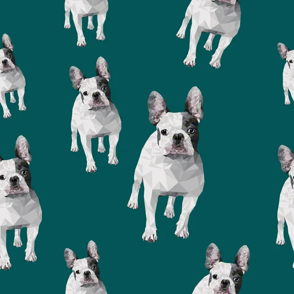 Poligonális Varrat Nélküli Minta Francia Bulldog Textil Tapéta Nyomat Készítésére — Stock Vector