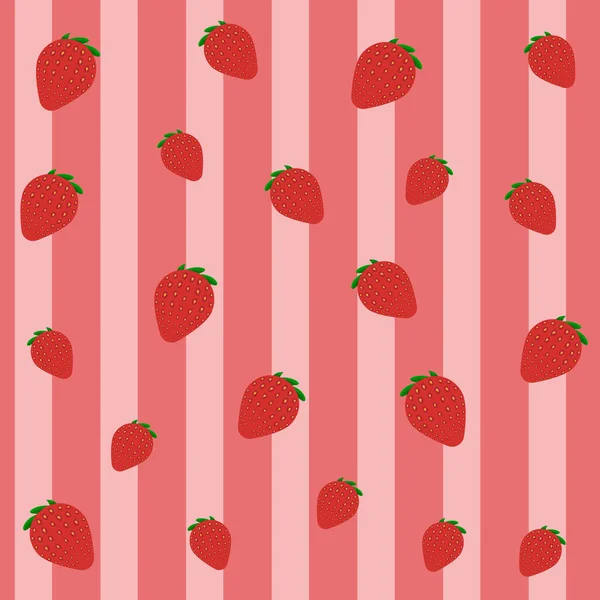 Seamless Pattern Strawberry Stripes — Stock Vector