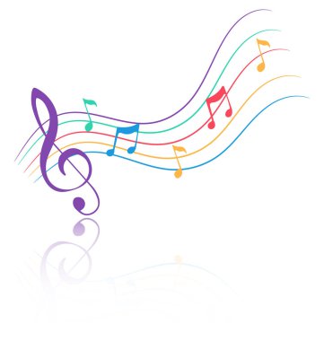 Müzik notaları vektör illüstrasyonu. Renk tasarımı. Yansıma.