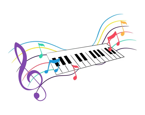 Notas Musicais Com Ilustração Vetorial Piano Design Cores — Vetor de Stock