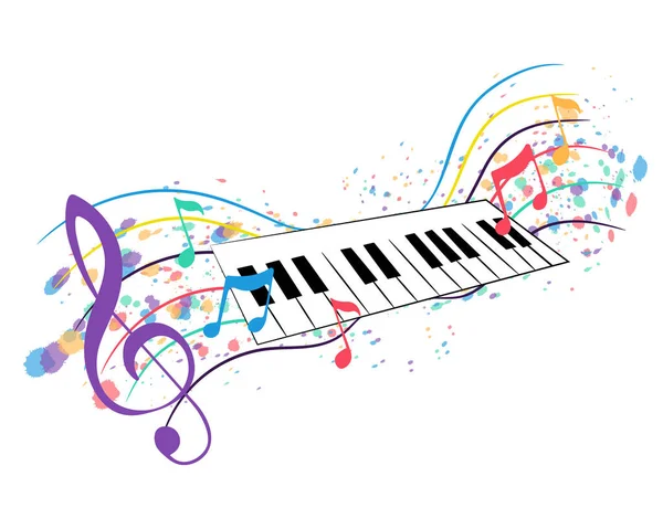 Notas Musicais Com Ilustração Vetorial Piano Design Cores — Vetor de Stock