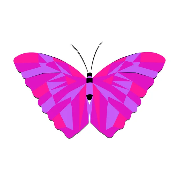 Papillon Vecteur Fait Polygones Coloré Avec Ombre Isolé Sur Fond — Image vectorielle