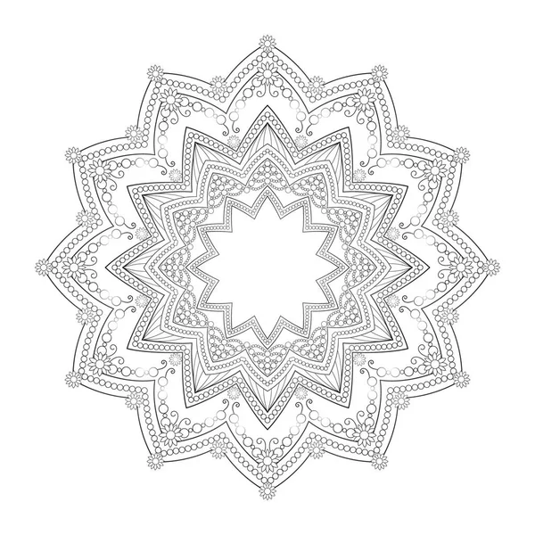 Mandala Isoliert Auf Weißem Hintergrund Dekorative Elemente Spiralen Lotusblumen Malvorlagen — Stockvektor
