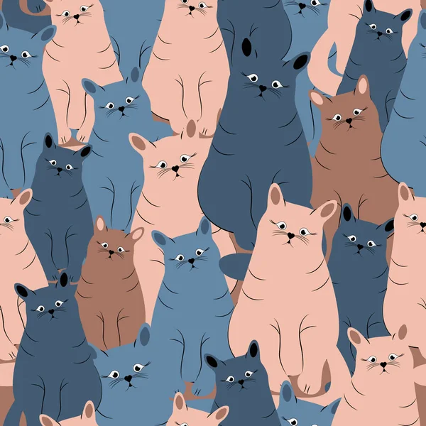 Seamless Pattern Cats Pattern Children Cat Kittens Overlapping — 스톡 벡터