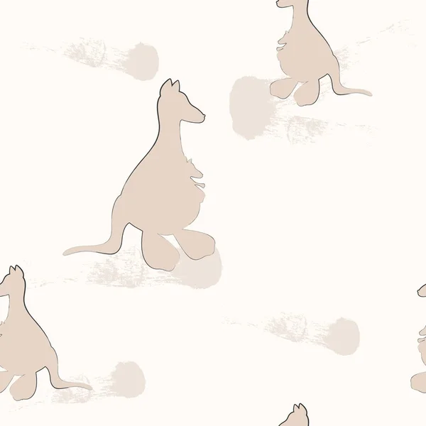 Kangaroo Seamless Pattern Graphic Design Kids Animal — 스톡 벡터