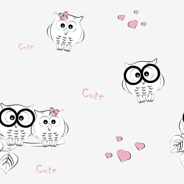 Seamless Pattern Owls Graphic Design Children Prints Textiles Packaging Wallpaper — Stock Vector