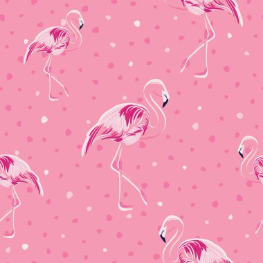 Flamingoyla kusursuz desen. Baskı, ambalaj, tekstil, giysi, duvar kağıdı ve daha fazlası için grafik tasarımı.