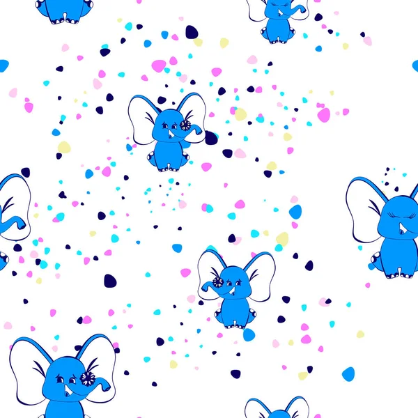 Seamless Pattern Elephant Graphic Design Children Brightly Colored — 图库矢量图片