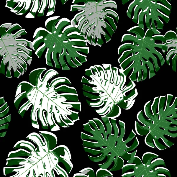 Тропический Бесшовный Рисунок Монстров Экзотические Листья Текстиля Печати Постельного Белья — стоковый вектор