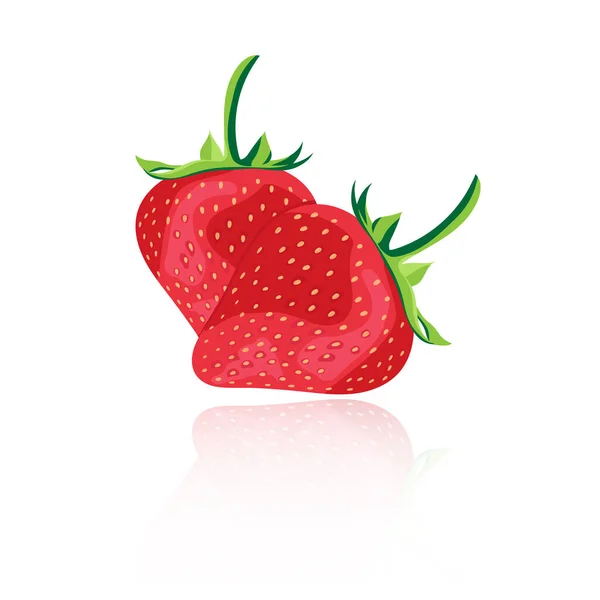 Φράουλα Απομονωμένη Λευκό Φόντο Εικονογράφηση Διάνυσμα Για Εκτύπωση Τρόφιμα Καταστήματα — Διανυσματικό Αρχείο