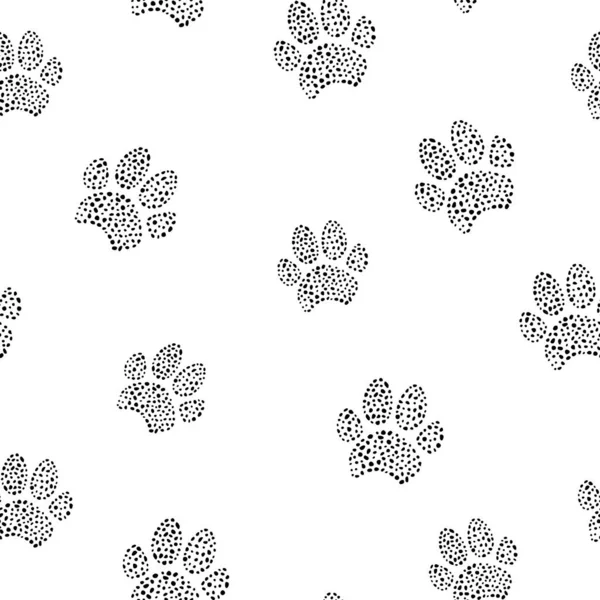 Dog Cat Footprint Paw Seamless Pattern Prints Packaging Textiles Wallpapers — Stock Vector