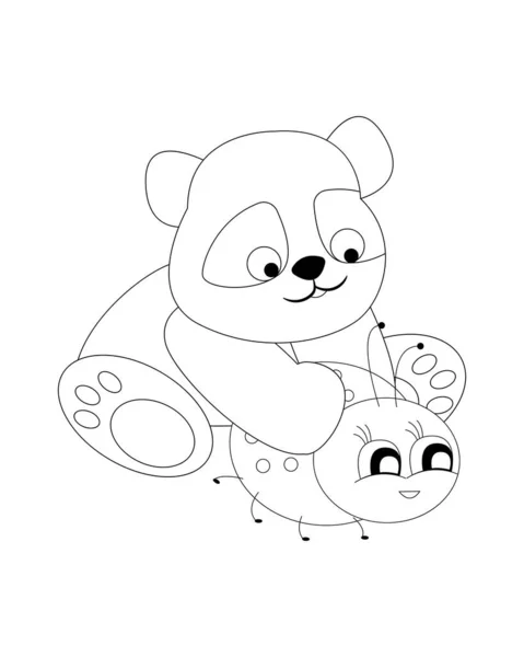 Panda Ladybug Coloring Page Coloring Books Children — стоковый вектор