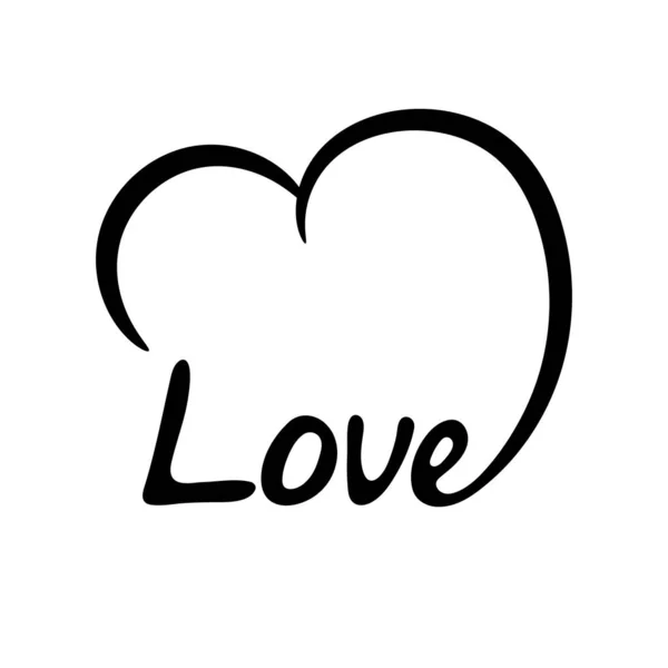 Vector Illustration Heart Lettering Love Logo Isolated White Background — 图库矢量图片