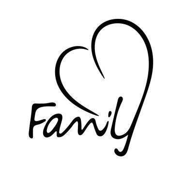 Kalbin ve harflerin oluşturulduğu ailenin temsilcisi. Beyaz arkaplanda logo izole edildi.