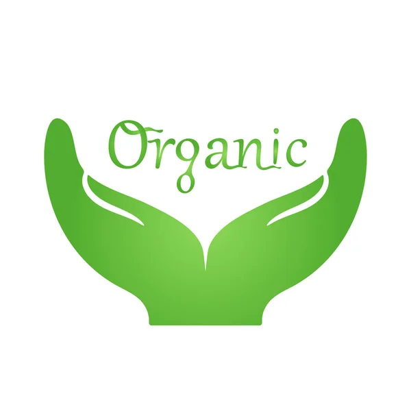 Inscription Organic Hands Use Natural Products Cosmetics Organic Food Medicine — Archivo Imágenes Vectoriales