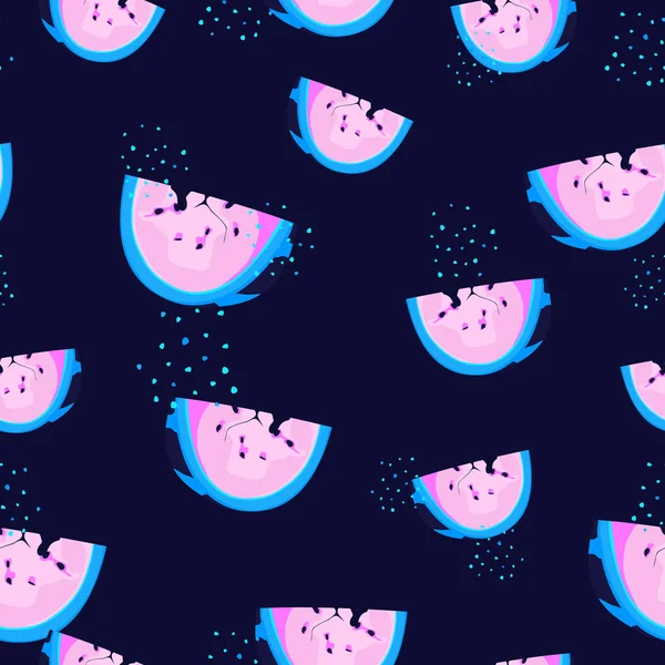 Tropical Seamless Pattern Watermelon Fruits Polka Dots Multicolored Pattern Prints — Archivo Imágenes Vectoriales