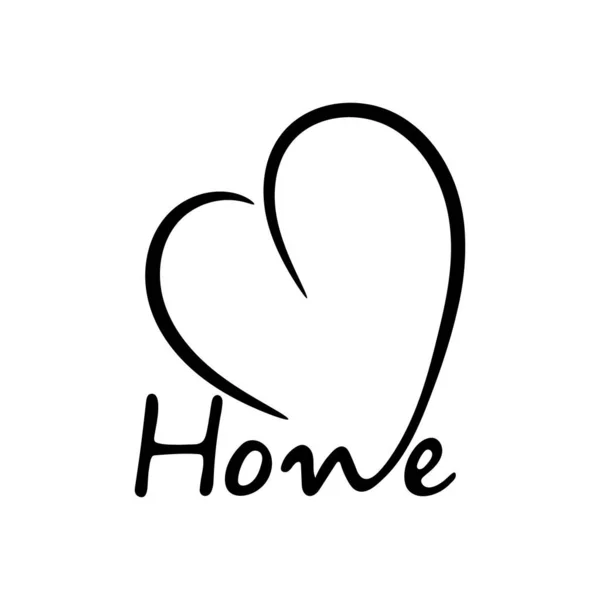 Vector Illustration Heart Inscription Home Logo Isolated White Background — ストックベクタ