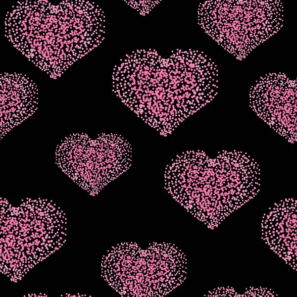 Seamless Pattern Hearts Filled Polka Dots Romantic Pattern Prints Packaging —  Vetores de Stock