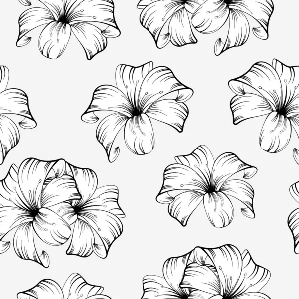 Floral Black White Seamless Pattern Lilies Monochrome Prints Packaging Template — Stok Vektör