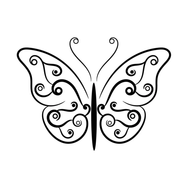 Decorative Ornamental Butterfly Vector Illustration Butterfly Silhouette Isolated White Background — 스톡 벡터