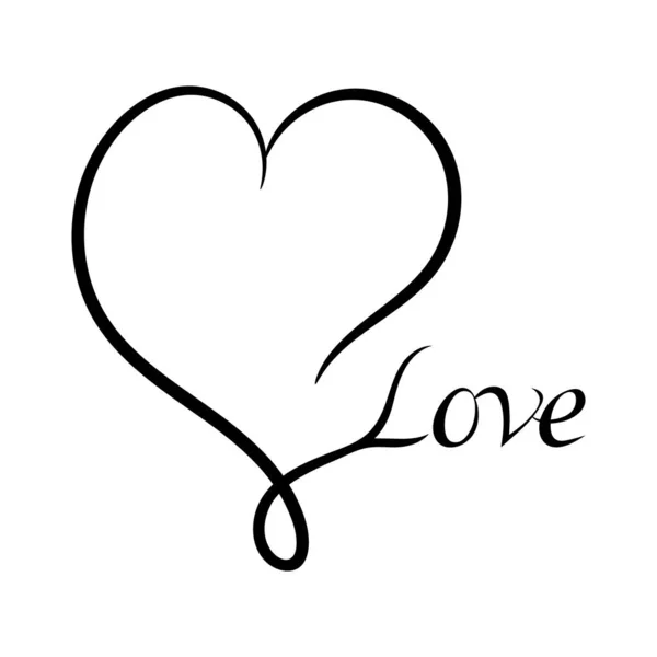Vector Illustration Heart Inscription Love Logo Isolated White Background — Stockvector