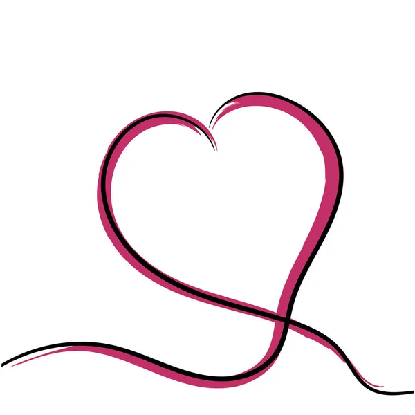 Vector Illustration Hand Drawn Heart Black Pink Colors Isolated White — 图库矢量图片