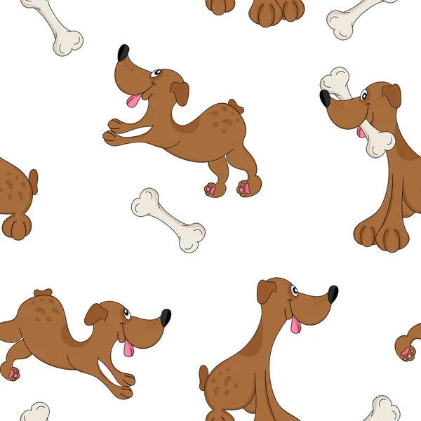Dog Seamless Pattern Graphic Design Children Fairy Cartoon Dog Caricature —  Vetores de Stock
