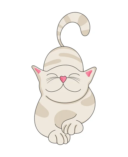 Vector Illustration Cartoon Fairy Cat Caricature Satisfied Cat Stretches Isolated — ストックベクタ