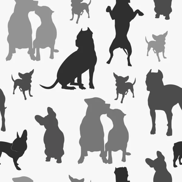 Dog Seamless Pattern French Bulldog American Staffordshire Terrier Putbill Chihuahua — Stok Vektör