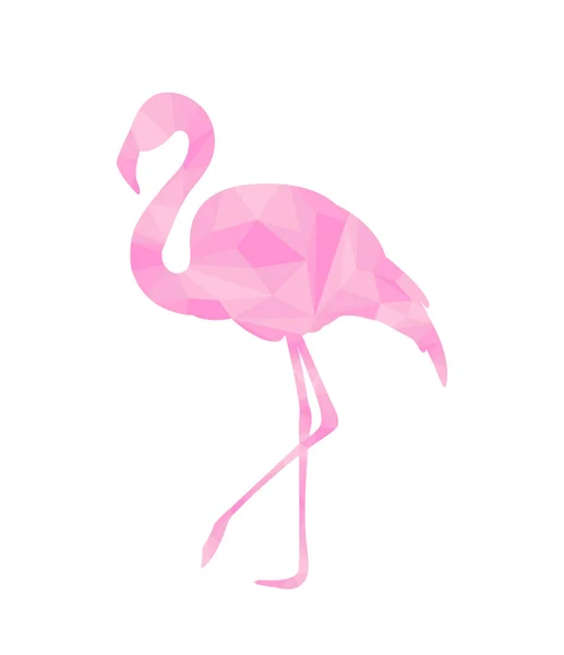Vector Illustration Polygonal Flamingo Pink Flamingo Isolated White Background — Image vectorielle