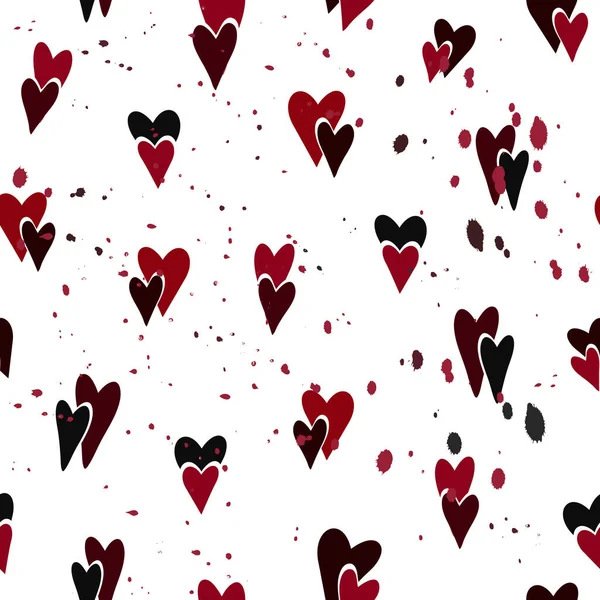 Hjärtan Sömlöst Mönster Färgglada Hjärtformer Borsta Tryck Förpackningsmall Textilier Strö — Stock vektor