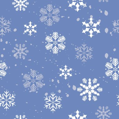 Kusursuz bir Noel deseni. Kar taneleri. Kar yağıyormuş. Dekoratif desen. Paket tasarımı, ambalaj kağıdı, şablon, baskı, tekstil ve duvar kağıtları.