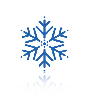 Vektör çizimi. Yansımalı mavi kar tanesi. Beyaz arkaplanda izole.