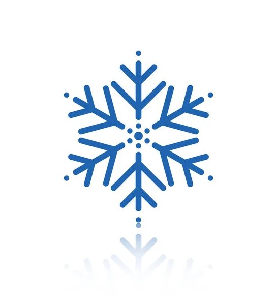 Ilustración Vectorial Copo Nieve Azul Con Reflejo Aislado Sobre Fondo — Vector de stock