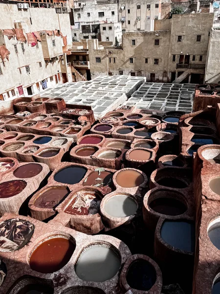 Dar Dbagh Chouara Tannery Vechiul Medina Din Fes Maroc — Fotografie, imagine de stoc