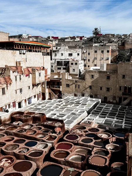 Dar Dbagh Chouara Βυρσοδεψείο Στην Παλιά Medina Του Fes Μαρόκο — Φωτογραφία Αρχείου
