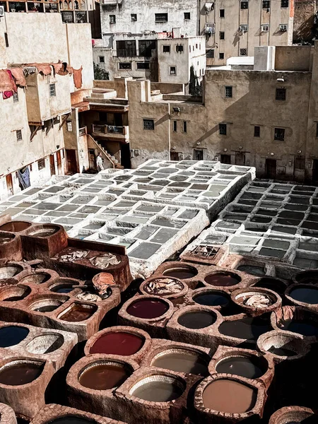 Dar Dbagh Chouara Tannery Vechiul Medina Din Fes Maroc — Fotografie, imagine de stoc