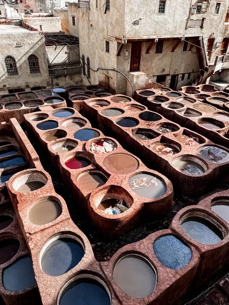 Dar Dbagh Chouara Tannery Vechiul Medina Din Fes Maroc — Fotografie, imagine de stoc