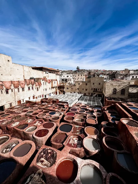 Dar Dbagh Chouara Βυρσοδεψείο Στην Παλιά Medina Του Fes Μαρόκο — Φωτογραφία Αρχείου