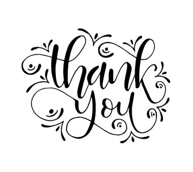 Teşekkür mesajı, el yazısı. Kaligrafi harf Vektör illüstrasyonu