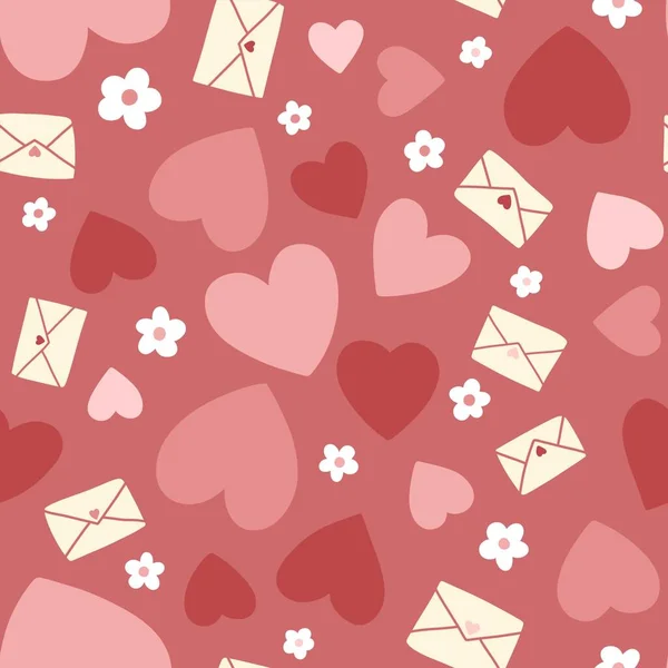 Seamless pattern with heart, flower, mail, post — Stock Photo, Image