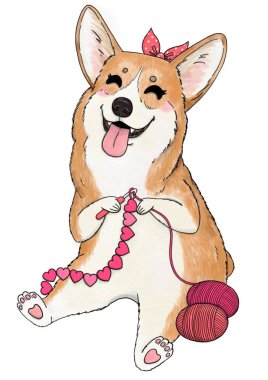 Şirin köpek - Pembroke galsh corgi tığ işi kalpler