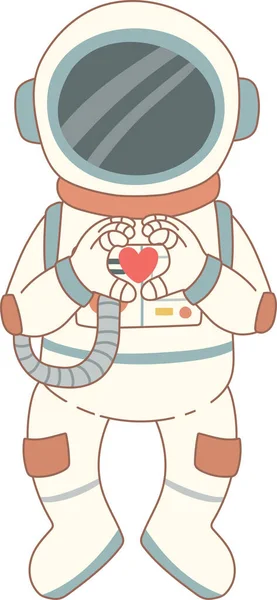 Cute astronaut with a heart, cartoon vector — Stock Vector