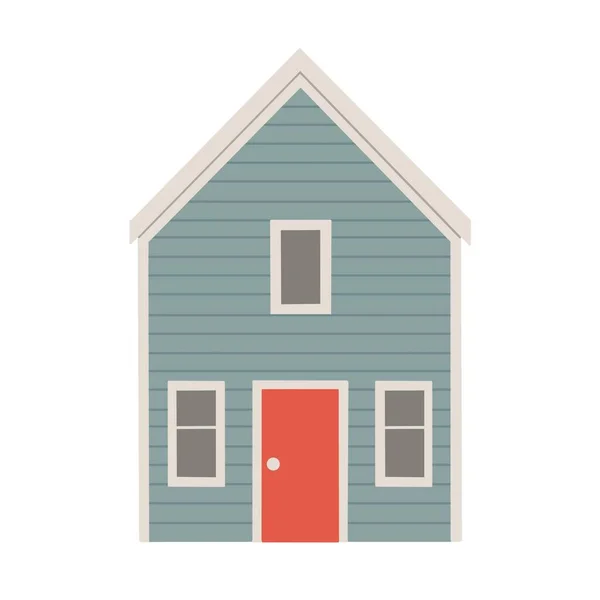Ładny dom w płaskiej konstrukcji, spokojne kolory — Zdjęcie stockowe