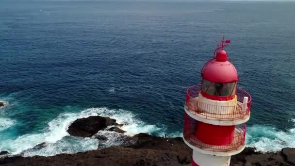 Vista Panoráma Del Faro Costa Canarias Atlanti Óceán — Stock videók