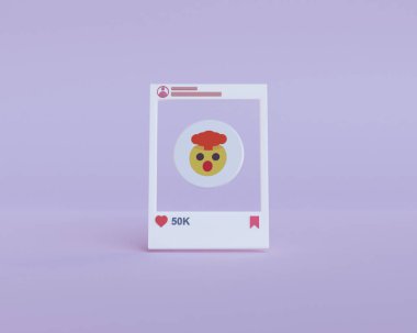 Dikdörtgenin ortasında gülen yüzlü bir daire var. Hesap simgesi. Favori ikon. Abonelerin sayısı. İkon gibi. Mezuniyet geçmişi. 3d oluşturma.
