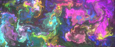 Soyut renkli bir sıvı. Mezuniyet geçmişi. Pankart formatı duvar kağıdı. Sanat kavramı. Dalga sıvısı.